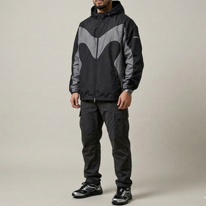 Vêtements de sport en gros à prix avantageux, coupe-vent color block, veste anorak, impression de logo personnalisé, survêtement de course athlétique - Product Image 1