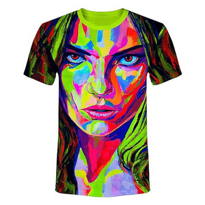 <b>Glow</b> Blacklight UV Reactive Party Rave Handmade Art Tee Sport Top Workout Shirt Women Unisex Men Trendy Graphic T Shirt - Product Image 1