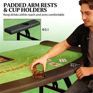 Tavolo da Gioco Pieghevole Verde per Poker, per Uso Domestico e in Viaggio - Product Image 4