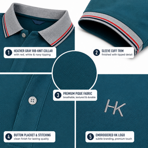 Polo en piqué de coton tendance pour homme 2024, logo personnalisé, respirant, col contrasté, coupe ajustée décontractée, vente en gros de polos de golf - Product Image 4