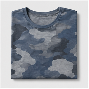 Camiseta de Manga Corta para Hombre con Cuello Redondo y Estampado de Camuflaje en Capas Azul Acero Personalizada MTS-CAMO-0039 - Product Image 5