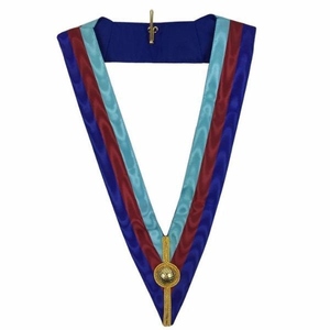Collar de Capítulo Masónico Royal Arch, Terciopelo Rojo, Triple Tau, Insignia con Flecos Dorados, Regalia Ceremonial - Product Image 2