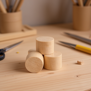 Cilindro in Legno Ilan 25x20mm, Set da 4 Pezzi, Blocchi di Legno per Artigianato - Product Image 1