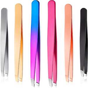 <b>Professional</b> Stainless Steel Eyebrow Tweezers Set Pointed Tip Durable Lightweight Anti-static Eco-Friendly Modern Style Black - Product Image 1