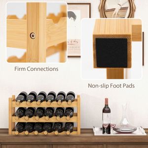 3-Tier Bamboo Freestanding Countertop <b>Wine</b> <b>Rack</b> Organizer for <b>Wine</b> Bottles - Product Image 6