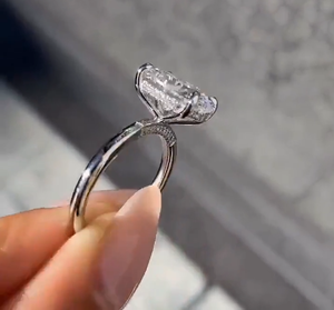Oval Hidden Halo 3Ct Lab Grown IGI Certified Engagement Solitaire Diamond <b>Ring</b> <b>for</b> Women 14K Solid Gold Party <b>Wedding</b> - Product Image 6