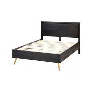 Designer GALAXY Collection Acacia <b>Wood</b> <b>Bed</b> Frame With Geometric Headboard And Footboard For Custom Bedroom Furniture - Product Image 1