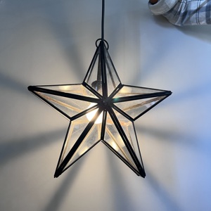 Modern <b>Star</b> Shape Glass Pendant Light Black Metal Hanging Ceiling Lamp Decorative Indoor Lighting Fixture for Home Hotel Cafe Re - Product Image 4