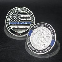 Pièces de monnaie modernes et traditionnelles personnalisées en gros, avec motif Saint Michel, saint patron de la ligne bleue fine, peintes