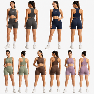 Nouvel Arrivage Ensemble de Sport Athlétique Haute Élasticité : Crop Top et Short Taille Haute, Color Block, Séchage Rapide, Écologique et Respirant - Product Image 5