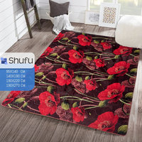Tapis en polyester abstrait antidérapant, fabriqué à la machine, à poils moyens, en mousse souple anti-allergique haute densité, avec envers en caoutchouc fin, pour nettoyage par aspiration