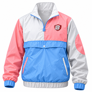 OEM Custom Unisex Color Block Windbreaker Half Zip Pullover Lightweight Nylon Jacket Private Label Direct from Factory Blimpex - Product Image 1