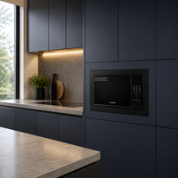 Four à micro-ondes encastrable 70L, verre noir, commande numérique, 900W micro-ondes et 1320W fonction grill pour cuisine domestique