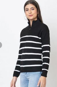 Pull chaud uni pour femme, pull tendance à demi-zip pour femme, vêtements de mode au prix de gros auprès du fournisseur - Product Image 3