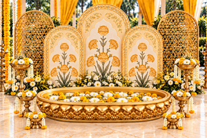 Urli traditionnel grand format pour la cérémonie Haldi des mariés, décor élégant pour la cérémonie Haldi, Urli thème jardin pour la décoration Haldi USA - Product Image 5