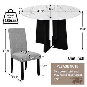 Juego de Comedor Moderno de 43 Pulgadas y 5 Piezas, Incluye 4 Sillas Tapizadas para Comedor, Cocina o Sala de Estar - Product Image 6