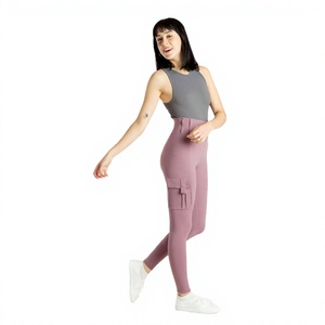 High Waisted Black Cargo <b>Leggings</b> <b>With</b> <b>Pockets</b> Full Length Stretchy Breathable Sporty <b>Workout</b> Wear For Women - Product Image 4