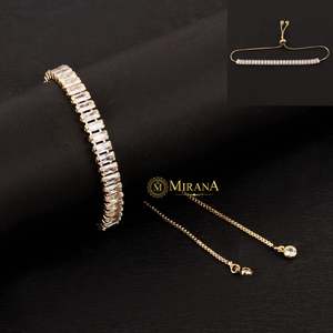 14K Gold Plated Copper Alloy Sleek Hanging Charm Bracelet - Product Image 3