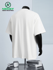 New Wholesale Stylish Mens <b>White</b> Oversized Blank 100% Cotton Embroidered T-Shirts Drop Shoulder Heavyweight Casual <b>Tees</b> - Product Image 5