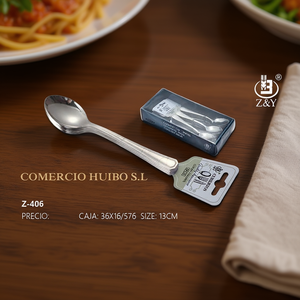 Cuillère en métal argenté de 13 cm au design moderne avec finition miroir pour les fêtes – Durable et agréable pour servir - Product Image 3