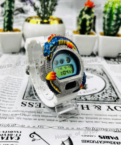 Montre numérique unisexe de luxe, style Hip Hop Bling, avec design Dragon Iced Out et diamants Moissanite colorés, pièce de déclaration - Product Image 4