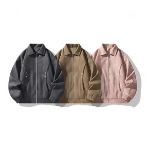 Chaqueta de Cuero para Hombre, Estilo Retro Casual, Color Sólido, Cuello Camisero, Holgada, Tendencia Urbana para Otoño - Product Image 2