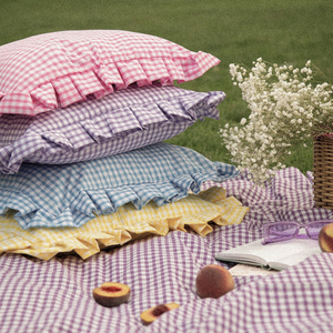 Funda de Almohada de Lujo de Algodón Gingham, Hecha a Mano, Lavable, Antibacteriana, a Cuadros, Estilo Cottage Core, Decoración para el Hogar, Regalo de Inauguración de Casa - Product Image 2