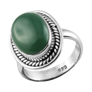 Bague en argent sterling 925 Sukhmani Classic avec pierre précieuse naturelle en malachite ovale, sertie dans un cadre, style bohème, unisexe, à porter au quotidien - Product Image 2