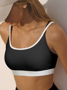 Seamless High Support Sports Bra Women Front Logo Criss <b>Cross</b> Back Double Strap Yoga Crop <b>Top</b> Gym Workout Fitness Activewear - Product Image 1