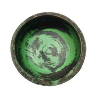 Nouveau Bol à Fil en Bois de Mangue Vert Antique/Noir, Rond, Polyvalent, de Haute Qualité, 100% Naturel et Fait Main