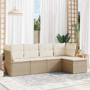 Conjunto de Sofá de Jardín Grande con Patas Ajustables en Ratán Sintético PE Beige - Product Image 1
