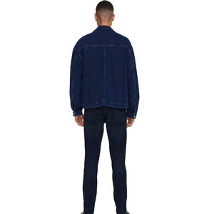 Chaqueta de Mezclilla para Hombre, Nuevo Diseño, Corte Regular, Cierre de Botones, Color Sólido, Informal, Otoñal, de Algodón Lavable, con Costuras Decorativas - Product Image 4