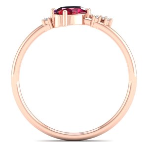 แหวนหมั้นเพชรโมอิสซาไนต์ทองคำแท้ 14K ดีไซน์พิเศษจาก REYES สำหรับผู้หญิง ทรงรูปไข่ทันสมัย ประดับทับทิม 0.5 กะรัต แหวนแต่งงาน - Product Image 4