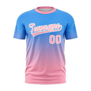 เสื้อเบสบอลแบบซับลิเมชั่นสั่งทำพิเศษ ชื่อทีมไล่เฉดสีฟ้าชมพู เสื้อแขนสั้นแบบยูนิเซ็กซ์ ระบายเหงื่อได้ดี - Product Image 1