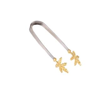 Pinzas para Servir Hielo Hechas a Mano en Acero Inoxidable y Latón, Diseño Elegante de Hoja, Utensilio de Cocina para Bares, para Aperitivos, Postres y Cócteles - Product Image 1