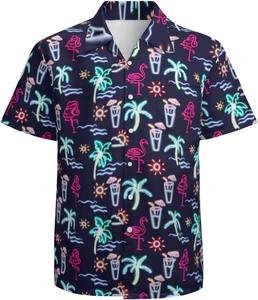 Chemise multicolore pour homme à manches courtes, imprimé tropical hawaïen, décontractée, boutonnée, pour l'été, motif floral, idéale pour les vacances - Product Image 6