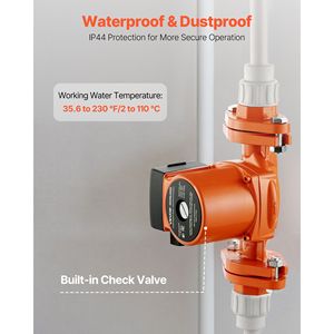 Pompe de recirculation d'eau chaude en fonte F-15-58FC, 17 GPM, CA 120V, avec raccord à bride de 1 pouce de 20 pieds pour pièces de chauffe-eau - Product Image 6