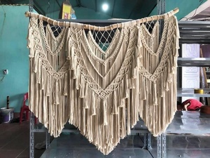 Tapiz de macramé hecho a mano para decoración del hogar, tapiz de algodón para colgar en la pared, estilo bohemio - Product Image 5