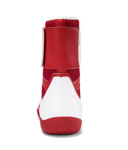 <b>Men</b> High Top Wrestling <b>Shoes</b> <b>Red</b> White PU Upper Rubber Outsole Mesh Lining Combat Training Footwear - Product Image 4