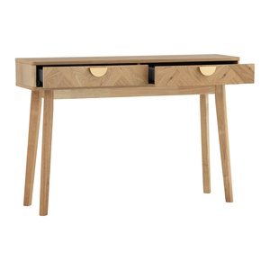 Mesa de Estudio Moderna Minimalista de Madera Maciza con 2 Cajones con Tiradores Dorados para Pasillo, Sala de Estar y Dormitorio - Product Image 3