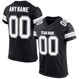 Wholsale Direct Industry Best Selling Custom Black White-<b>Silver</b> <b>Mesh</b> Authentic Football Jersey - Product Image 1