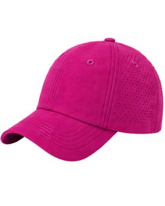 Casquette de baseball sportive rose vif respirante avec sangle réglable, légère, séchage rapide, pour course en extérieur, gym, usage décontracté, qualité supérieure - Product Image 1