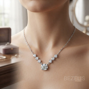 Espléndido Collar con Diamante Cultivado en Laboratorio con Corte en V para Novias y Eventos Nocturnos, Luminoso Collar con Colgante de Diamante Cultivado en Laboratorio - Product Image 4