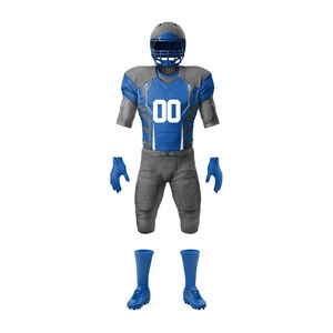 Maillot de football américain pour homme, bleu gris, manches courtes, sublimé, anti-humidité, ajusté, uniforme adulte toutes saisons - Product Image 3