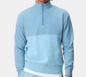 Sudadera con capucha y cremallera de 1/4 para hombre, personalizada con logo, de alta calidad, bordada, informal, de forro polar - Product Image 3