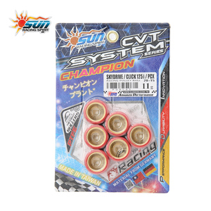 Rouleaux de poulie CVT en laiton SUN Racing 11G 20x15mm pour scooter PCX/CLICK125i/SKYDRIVE125, ensemble de rouleaux durables 6 pièces, nouveau rouge - Product Image 6