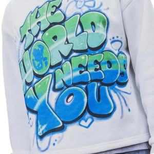 เสื้อฮู้ดลายกราฟฟิตีแบบกำหนดเอง โลกต้องการคุณ เสื้อฮู้ดพิมพ์ลาย เสื้อฮู้ดโอเวอร์ไซส์ สตรีทแวร์ เสื้อฮู้ดแบบสวมหัว ผู้ผลิต - Product Image 3