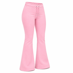 Pantalones Deportivos de Campana para Mujer, Estilo Y2K, Cintura Elástica con Cordón, Color Sólido, Chic - Product Image 4