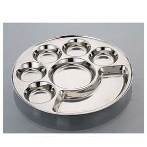 Plato Rectangular de Acero Inoxidable BB con Nueve Compartimentos, Plato Dividido para Cena/Thali/Bandeja, Diseño Clásico Plateado para Camping - Product Image 6