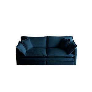 Divano Moderno a Due Posti in Tessuto Chenille Blu per Soggiorno, Grande Dimensione con 4 Cuscini Imbottiti - Product Image 5